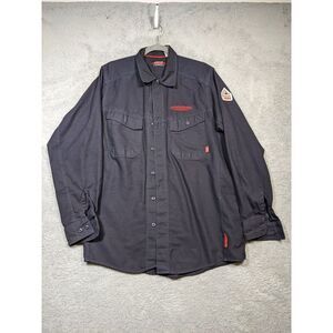 Bulwark 's iQ SERIES® Westex Men's FR Work Shirt SZ M Navy Blue